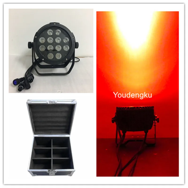 6 pieces with flightcase waterproof rgbw led par 64 dmx 12*10W small outdoor 4in1 rgbw flat led par can light