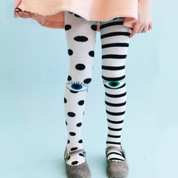 Girls Pantihose Polka Dots Striped Kids Ballet Dancing Tights Pants-hoses Eyes Pattern Toddler Pantyhose Asymmetric Stockings