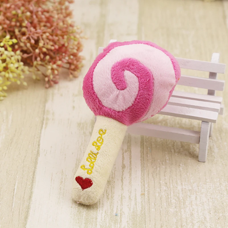 1PC Cute Lollipop Dog Toys Pet Puppy Chew Squeaker Squeak Plush Sound Toy For Small Pet Dogs Cats Chihuahua Pet Products