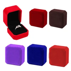 High Quality 1pc Square Wedding Velvet Earrings Ring Box Jewelry Display Case Gift Boxes Fashion Jewelry Box Accessories