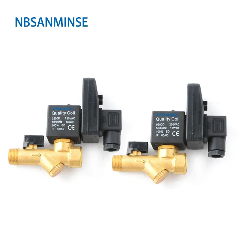 

NBSANMINSE Electronic Drain Valve G1/2 1.6 Mpa SR-B-15 Brass Solenoid Valve DC24V AC220V Air Compressor Drainer