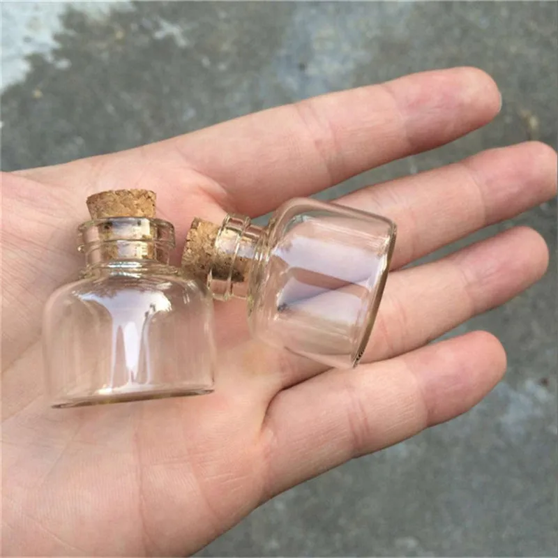 Mini Glass Bottles, Cork, Empty, Transparent Glass Jars, Vials, 30*30*10mm, 10ml, Wholesale,  24PCs per Lot