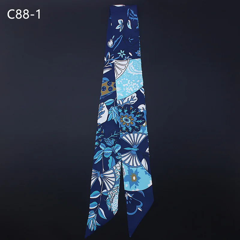 2023 New Fashion Head Scarf Luxury Brand Foulard Fan Floral Scarf For Women Silk Scarf Bag Becoration Scarves Silk Tie