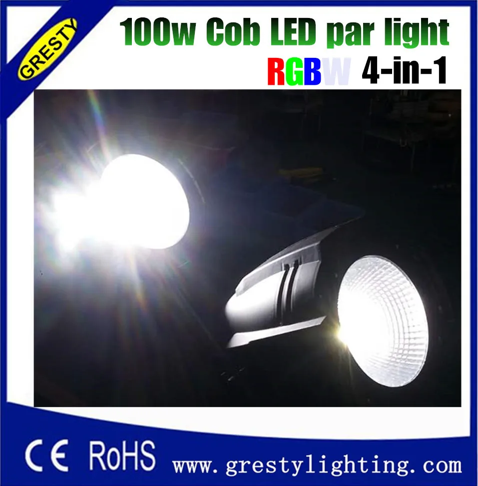 4pcs Hot sale power in  and power out 100w COB LED PAR DMX 512 control RGBW 100W led COB par dmx stage light