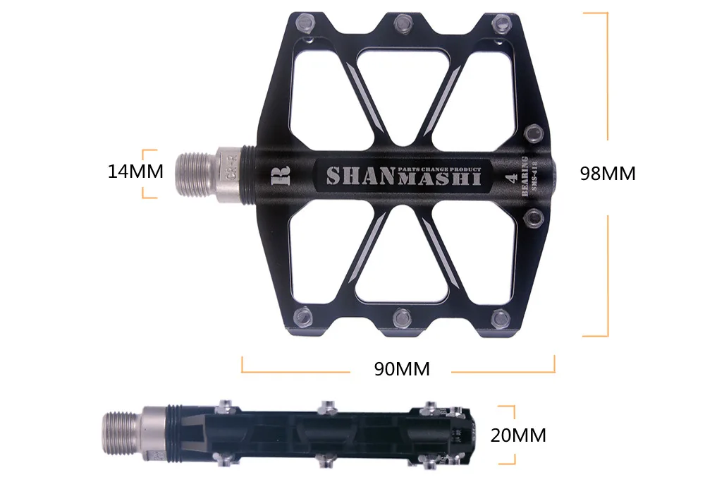 4 Bearing Ultralight Bike Pedal MTB Road Bicycle City Folding Bike Pedal 90mm*98mm*20mm 342g Cycling Parts Accessories Shanmashi