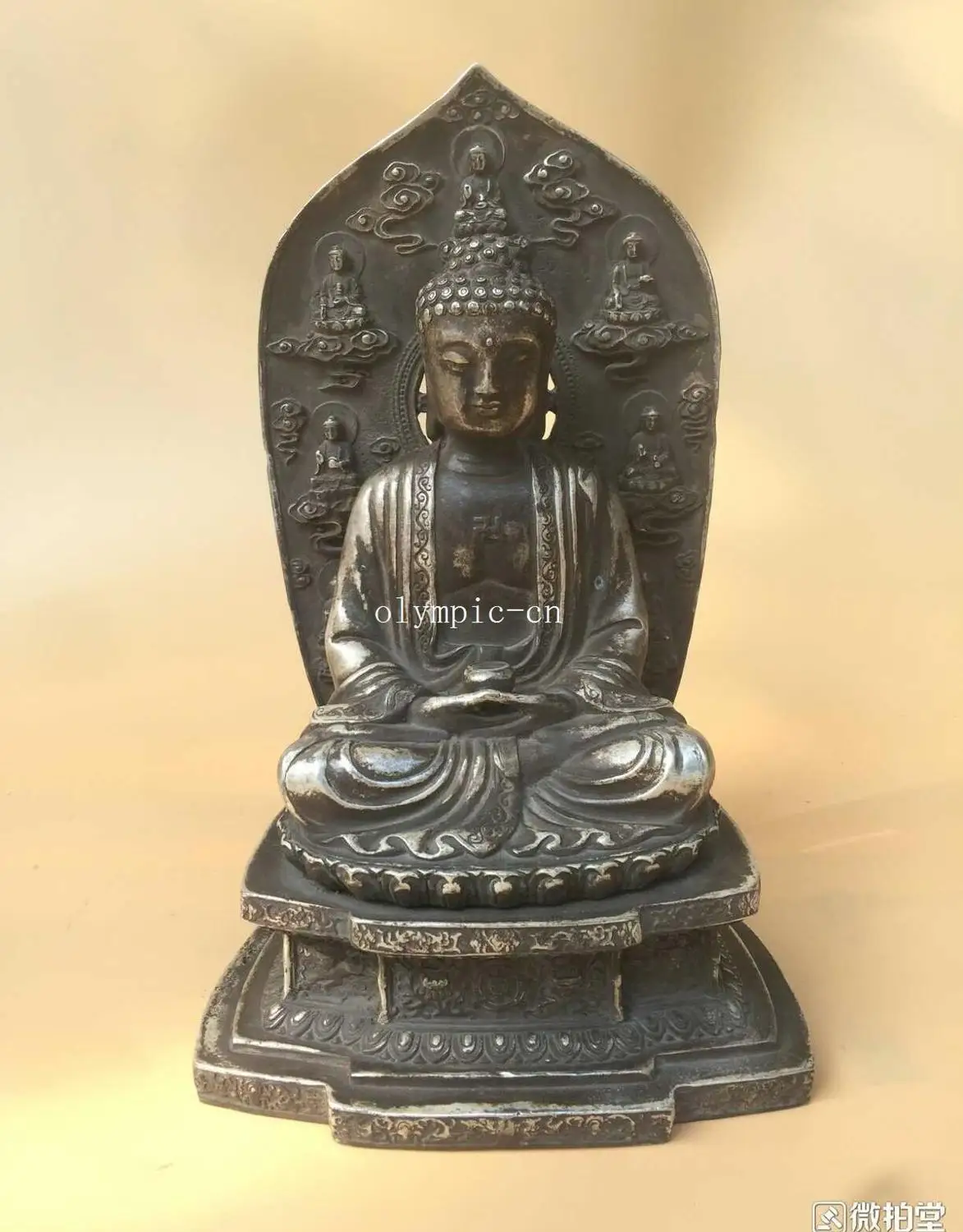 12''old cupronickel copper carved buddhism tathagata Sakyamuni Gautama Buddha