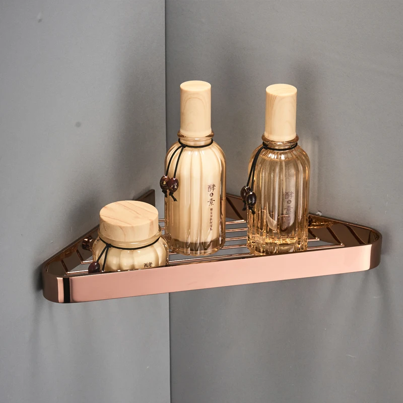 Corner Shelf Brass Bathroom Shower Rack Brushed Gold Bath Shower Shelf Bath Shower Caddy Rack Holder Wall Mounted Bathroom shelf