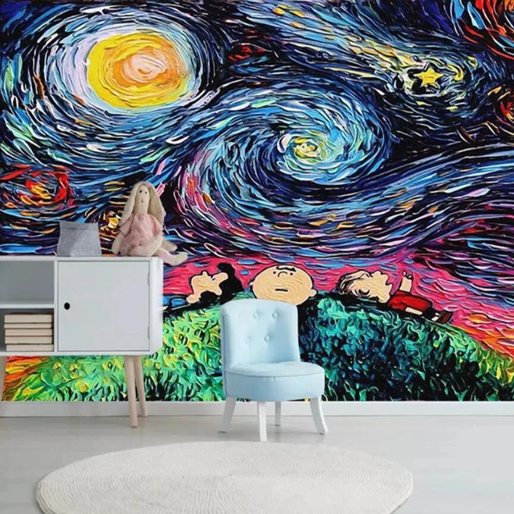 Hand-Painted Oil Abstract Starry Sky Wallpaper Murals Living Room Photo  Papers Contact Paper Roll 3d   Custom