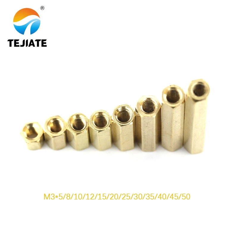 10PCS/LOT M3 female Female Brass Standoff Spacer M3 (5-50) Copper Hexagonal Stud Spacer Hollow Pillars m3*5-50mm