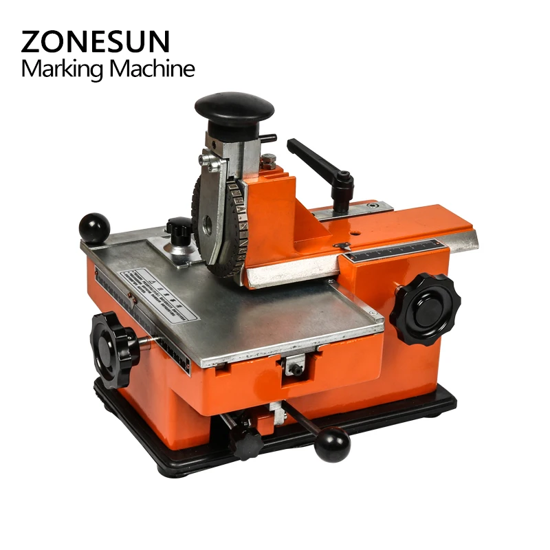 ZONESUN Manual Steel Embossing Machine Metal Aluminum Alloy Name Plate Dog Tag ID Card Stamping Label Engrave Embosser Marking