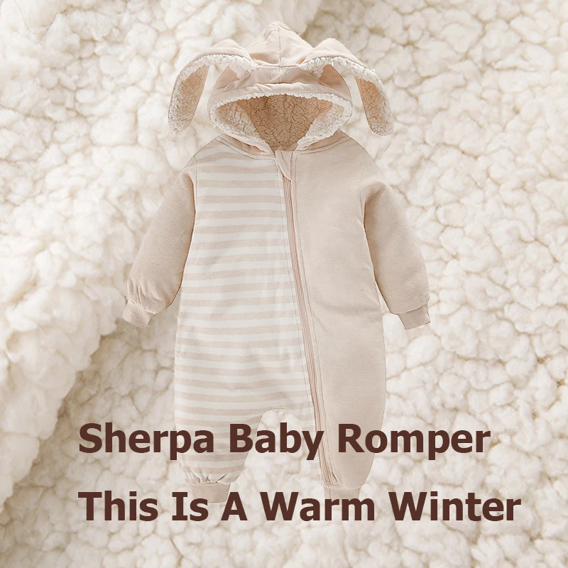 CLEARANCE SALE Sherpa Snowsuits Baby clothes Babies romper for newborn Winter baby boy girl rompers Rabbit coat bebe jumpsuit