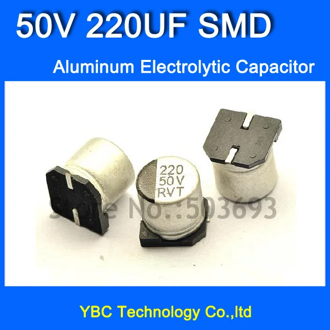 

Free Shipping 100pcs/lot 50V 220UF SMD Aluminum Electrolytic Capacitor 10*10.2MM