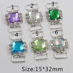 New 10pc Color Crystal Rhinestone Bikini Connectors Buckle Metal BrassChain Swimsuit Decorative Trinket Backpack Buckles