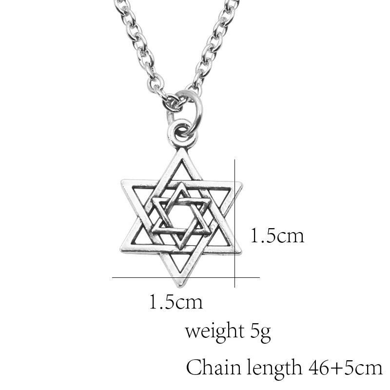 New Steampunk Six-Pointed Star Pendant Necklace Tiny Hollow Inverted Triangle Man David Star Pendant Charms Necklace Woman Gift