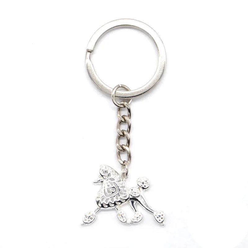 Hot Sale Women\'s Alloy Key Chains Jewelry Poodle Movement Dog Key Chains