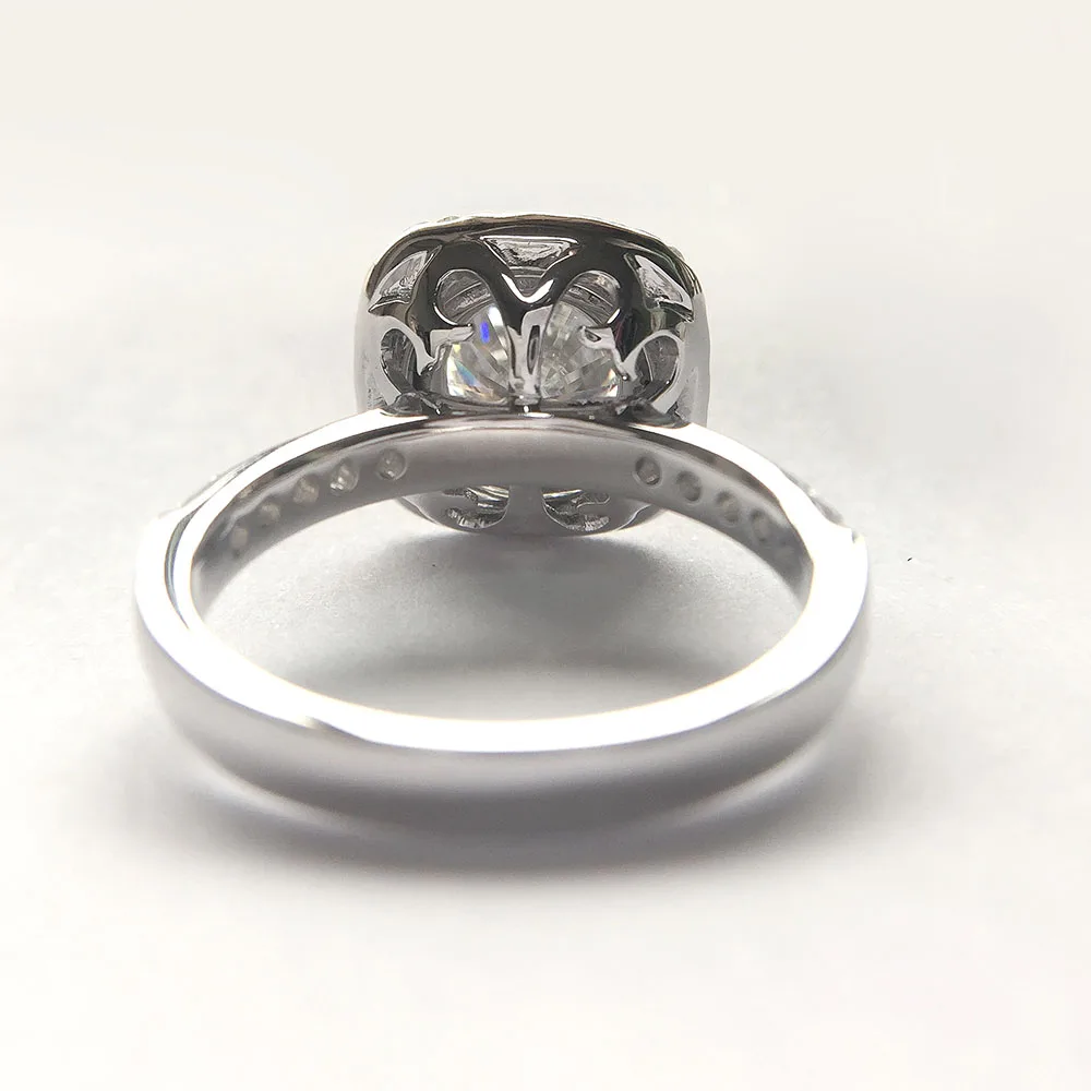 Imagem -03 - Anel de Noivado Halo para Mulheres 4ct Redondo Brilhante Cor Def Cvd Hpht Lab Anel de Diamante Sólido 14k Ouro Branco Configuração de Prong Igi