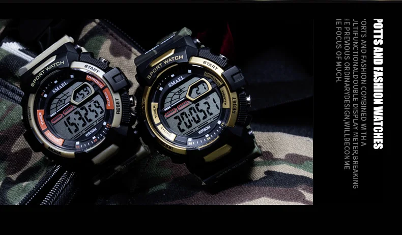 Orologi sportivi impermeabili LED SMAEL Relojes Hombre orologio da uomo grandi orologi militari Army 1527 orologio digitale Wrsit in Silicone per