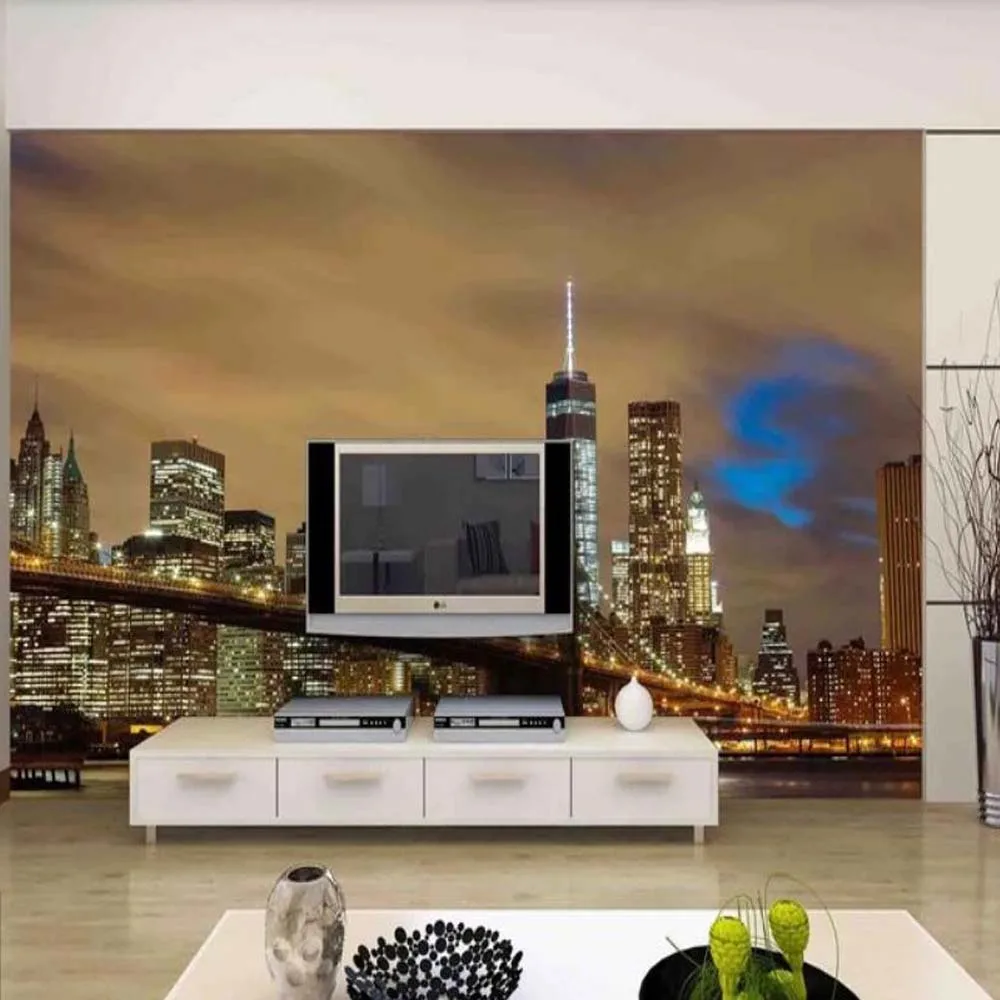 

City Night 3D Photo Wallpaper Mural for Living Room Sofa TV Backplash Building Paper Rolls Customize