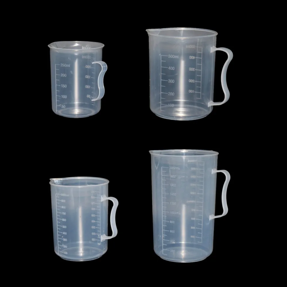 250/500/1000/2000ml Transparent Kitchen Laboratory Plastic Measuring Cup Graduated Volumetric Container Tool 1 Pcs