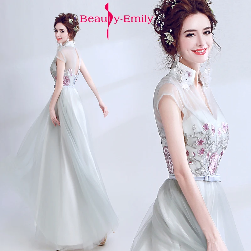 

Elegant soft color with embroidery fower prom Gown chiffon formal Evening dressed long 2018 homecoming dresses vestido de festa