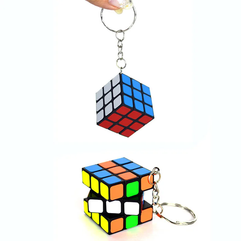 Mini cubo mágico adesivo pvc 3*3*3, chaveiro de bolso portátil, quebra-cabeças de brinquedo educacional para crianças e adultos, decoração de chaves