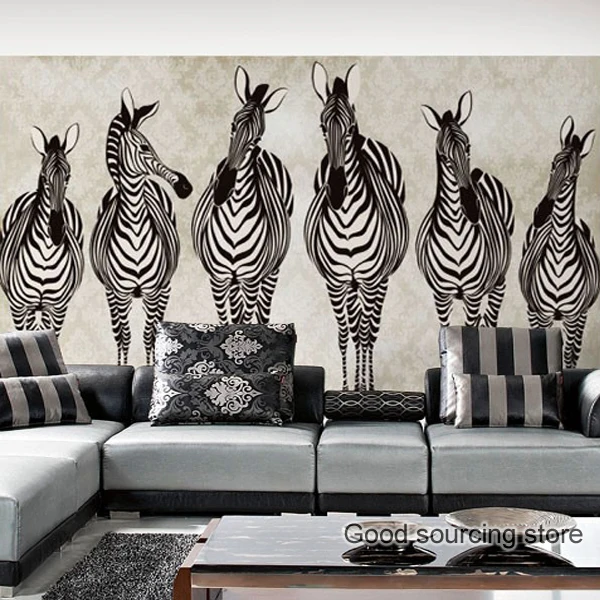 zebra living room photo wallpaper