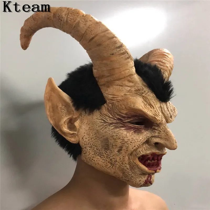 2019 New Scary Adult Costume Horn Mask Horror Party Cosplay Halloween Latex Scary Horns Red Devil Mask for Party Cosplay