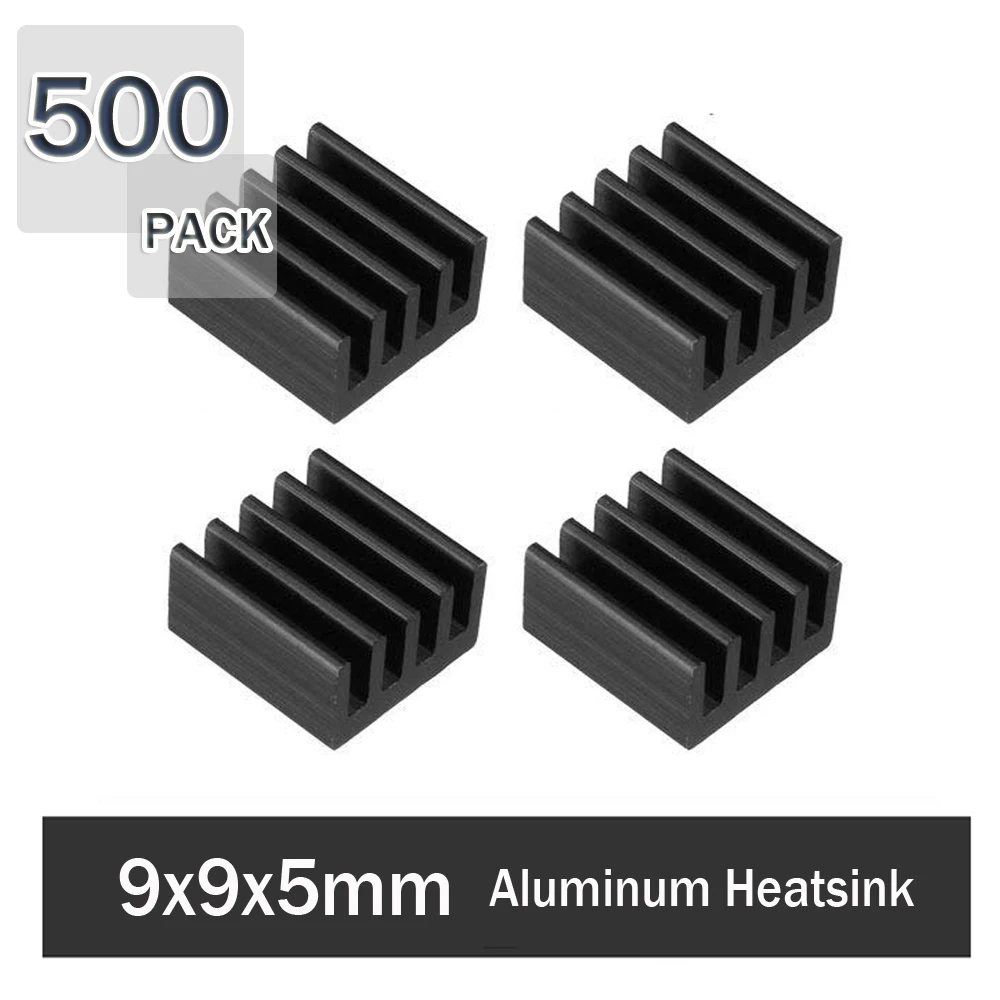 500Pcs Gdstime 9x9x5mm Aluminum Radiator Heatsink 3M Tape Heat Sink Cooler For 3D Printer Stepper Motor Driver VGA RAM LED