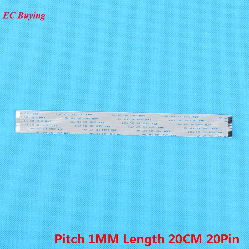 5Pcs FFC 200mm 20 Pin Flexible Flat Cable 20Pin Ribbon Cable Forward Direction 1mm Pitch 20cm Length Same Side 20Pins For TTL