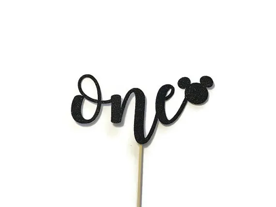 ONE Glitter Cake Topper || mouse Mouse || First Birthday || Smash Cake || Black