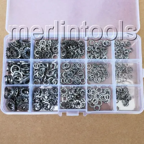 450pcs Stainless Steel Split/External/Internal Tooth Lock Washer Assortment Set