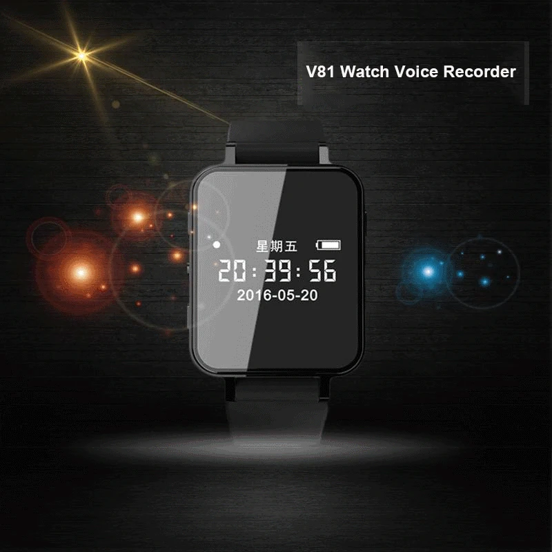 Vandlion Digital Voice Activated Audio Recorder Watch Dictaphone Sports Pedometer HIFI Music Player Smart Wrist Watch MP3 V81