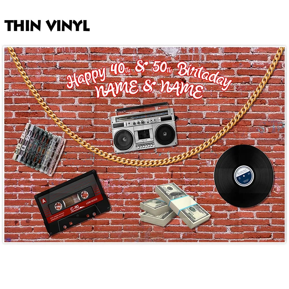 Funnytree-corrente para cédulas de vinil, vintage, papel de fundo popular, personalizado, colar dourado, parede de tijolos, vintage