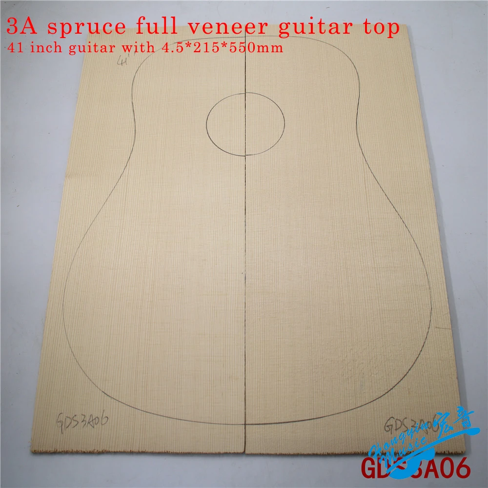 AAA High Grade Alps Spruce Full Veneer Guitar Top 41 Inch DIY Original Wood Guitar Panel Guitars Making Material 4.5*215*550mm