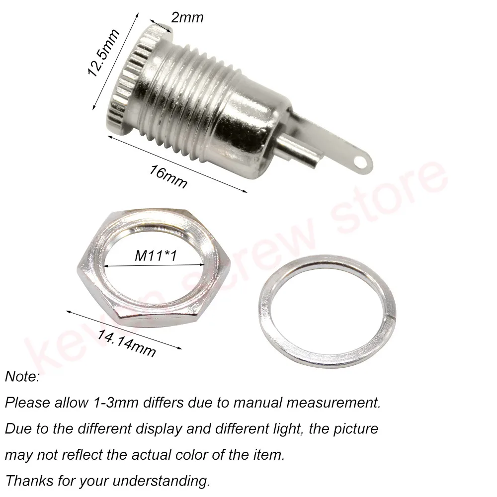 DC-099 5.5 mm x 2.1mm 5.5 mm x 2.5mm 5A 30V DC Power Jack Socket Female Panel Mount Connector 5.5*2.1 5.5*2.5 Open Hole 11MM