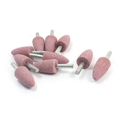 

11.11 hot selling 10PCS 6mm Metal Shank 19mm Purple Taper Mounted Points Grinding Stone