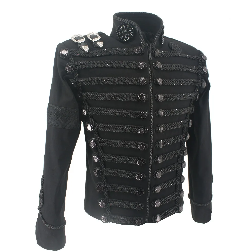 Rare MJ Michael Jackson England Style Retro Black Militray Jacket Handmade Punk Men Outerwear Tailor Made High Quality