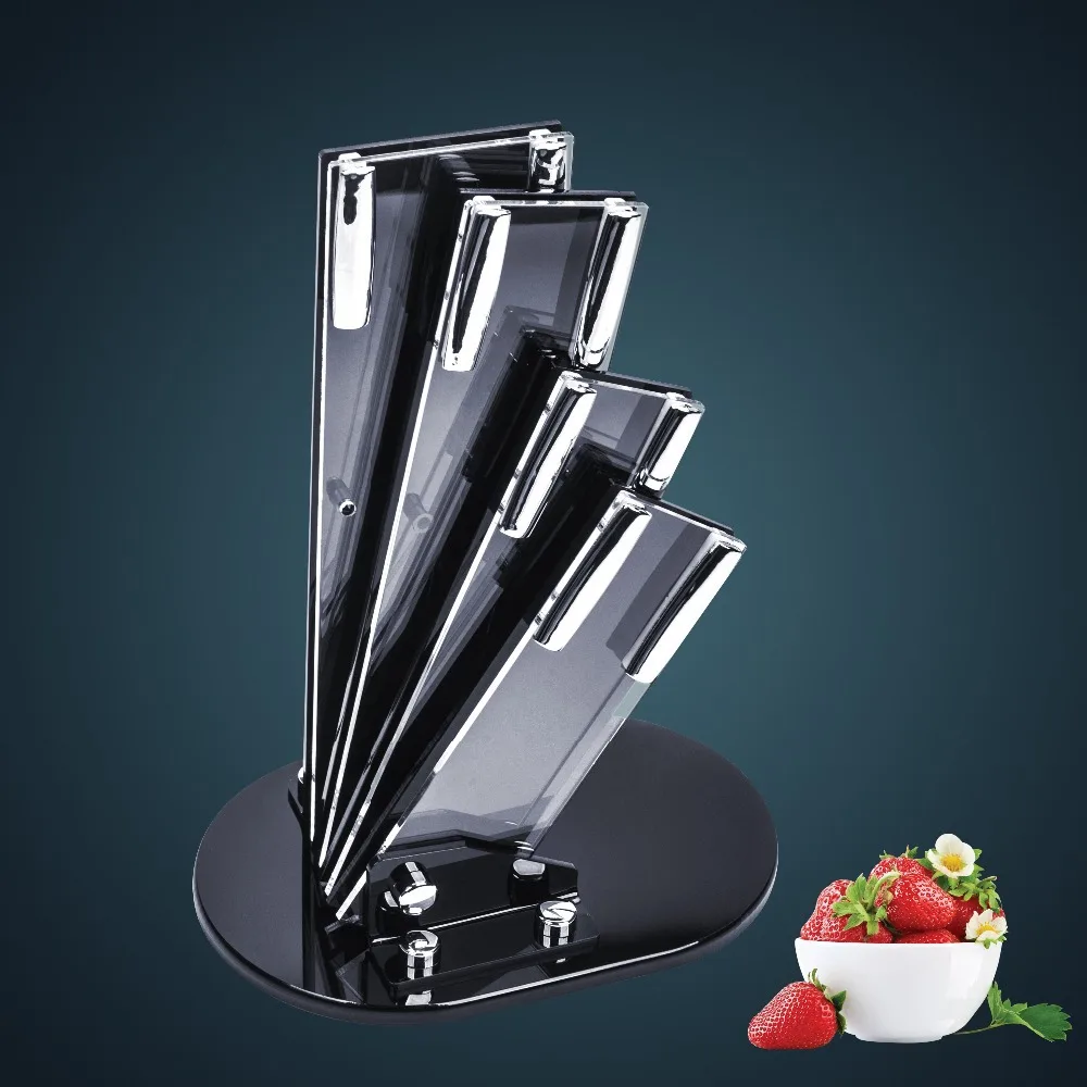 

High quality stainless steel knives Acrylic block holder, knives stand holder block free shipping