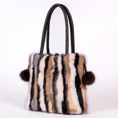 Mink fur bag messenger shoulder bag ladies Genuine Leather women handbags real high quality fur cross-body bags top-handle