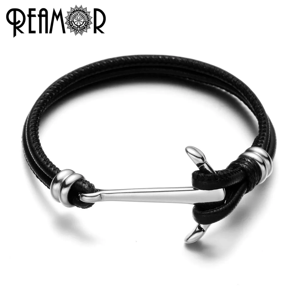 REAMOR Stainless Steel Simple Anchor Hook Clasps For Leather Bracelet Connectors Necklace Pendant DIY Jewelry Making Accessories