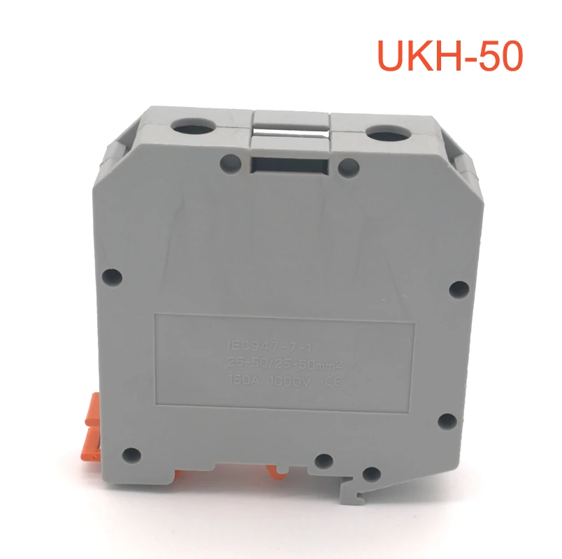 1Pcs UKH-50 Large Current Din Rail Terminal Block Screw Type Bornier Wire Electrical Connector Morsettiera 150A 50mm2