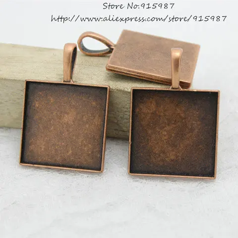 

Sweet Bell 20 pcs Antique Copper Square 26*38mm(Fit 25*25mm dia)Cabochon Setting Pendant Blanks Fit Jewelry Making Charms 7D1225