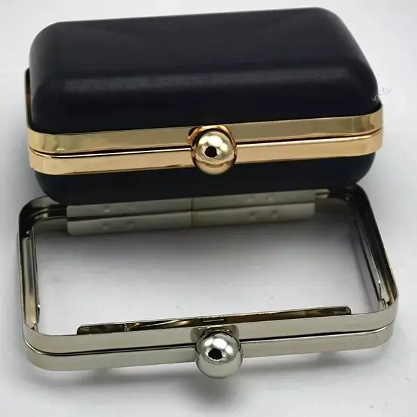 

13.5 x 9 cm light Gold Clutch Purse Frame with Ball Clasp and Plastic Cover