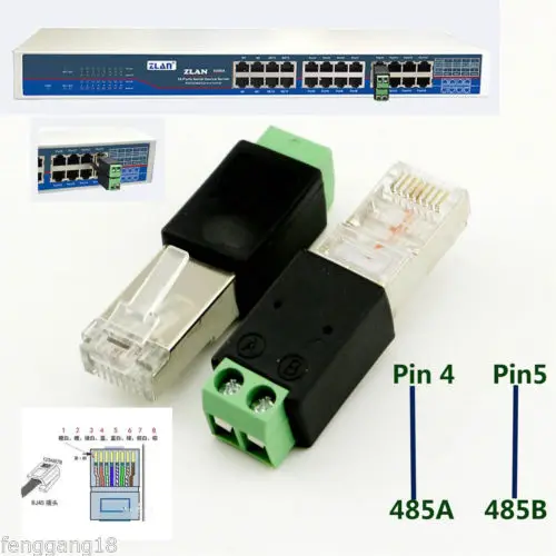 10pcs RJ45 Male to 485 2 Pin (4 5P) Screw Terminal Adapter Connector Splitter CCTV DVR