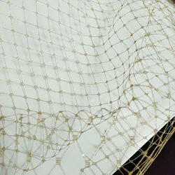 Diamond Lattice Black Net Fabric Masquerade Veil Transparent Mesh DIY Headwear Hair Hoop Hollow Out Design for Costume Accessory