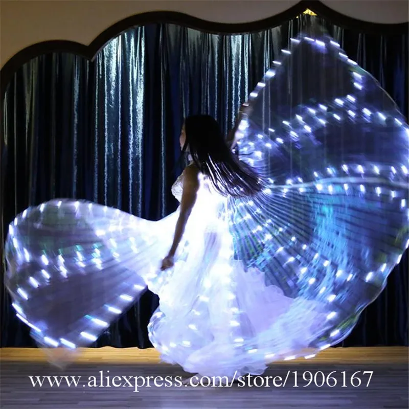 White LED Light Up Halloween Wings Christmas Colorful Led Luminous Belly Dance Cloak Illuminated Stage Performance Props Cloak