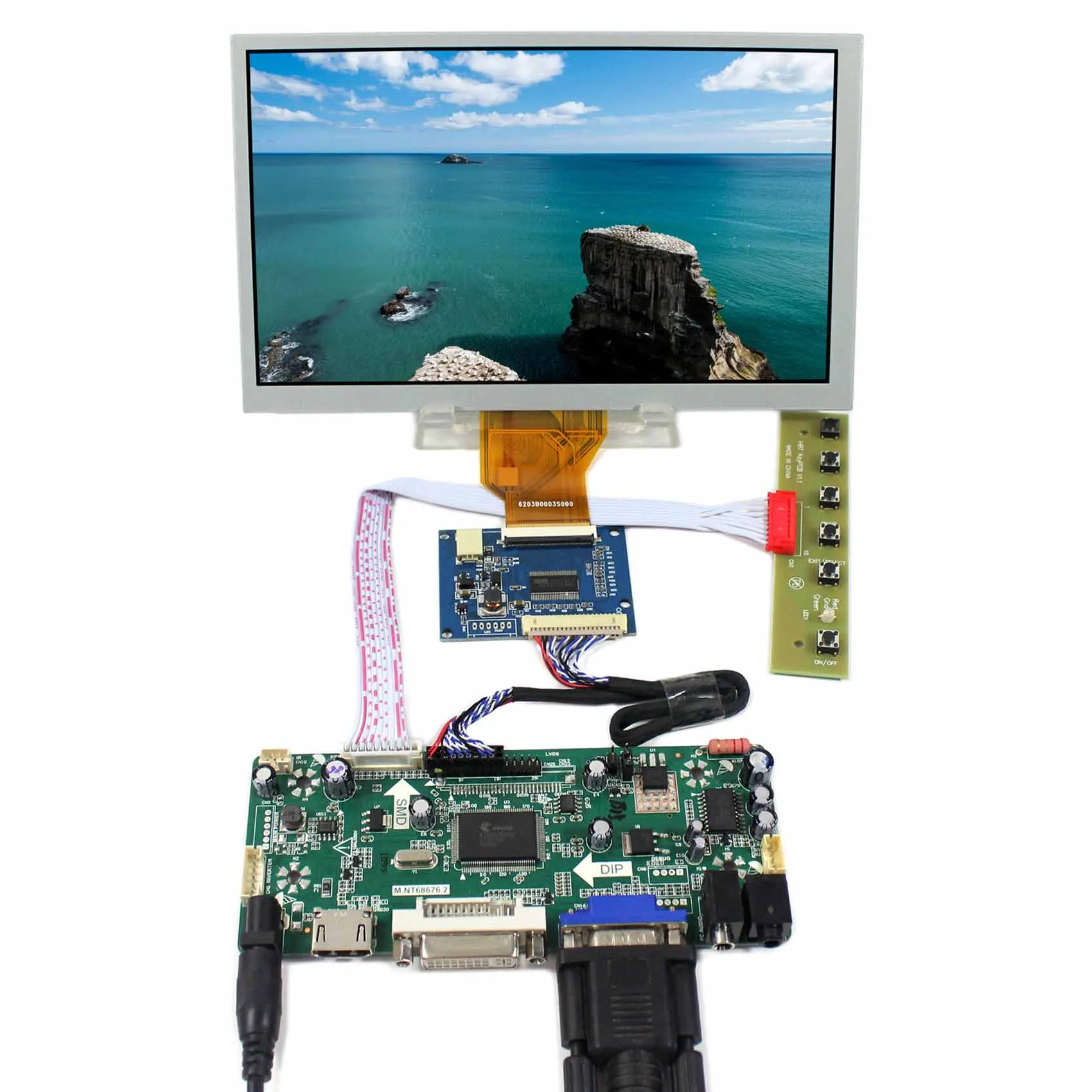 HD MI+DVI+VGA+Audio LCD Controller Board With 8inch 800X480 AT080TN64 LCD Screen