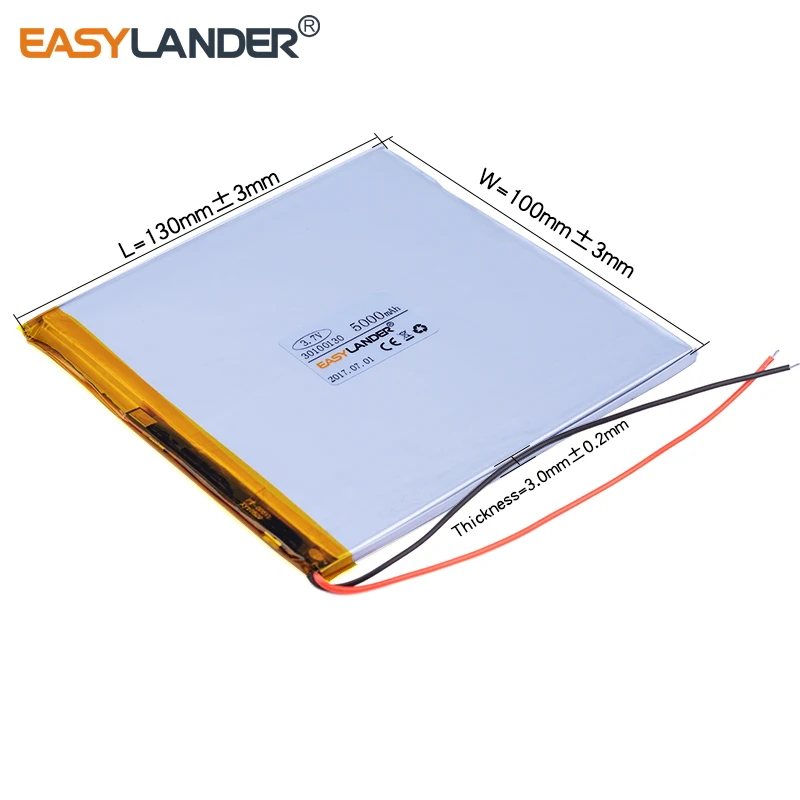 30100130 3.7V 5000mAh Rechargeable li Polymer Li-ion Battery For mobile power DIY computer DVD Notebook Tablet PC  E-book
