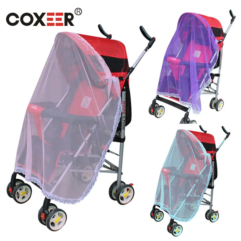 coxeer Infant Safe Stroller Mosquito Net Portable Insect Bug Tent Mesh Summer Baby Safe With Lace Purfle Moustiquaire Baldaquin