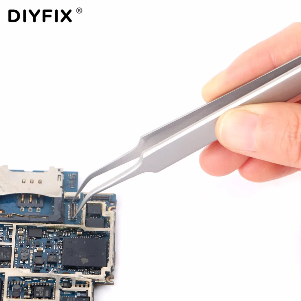 DIYFIX Precision Tweezers Ultra Thin Anti Static Forceps Clips For Jewelry Electronic Component Holding Picking Repair Hand Tool
